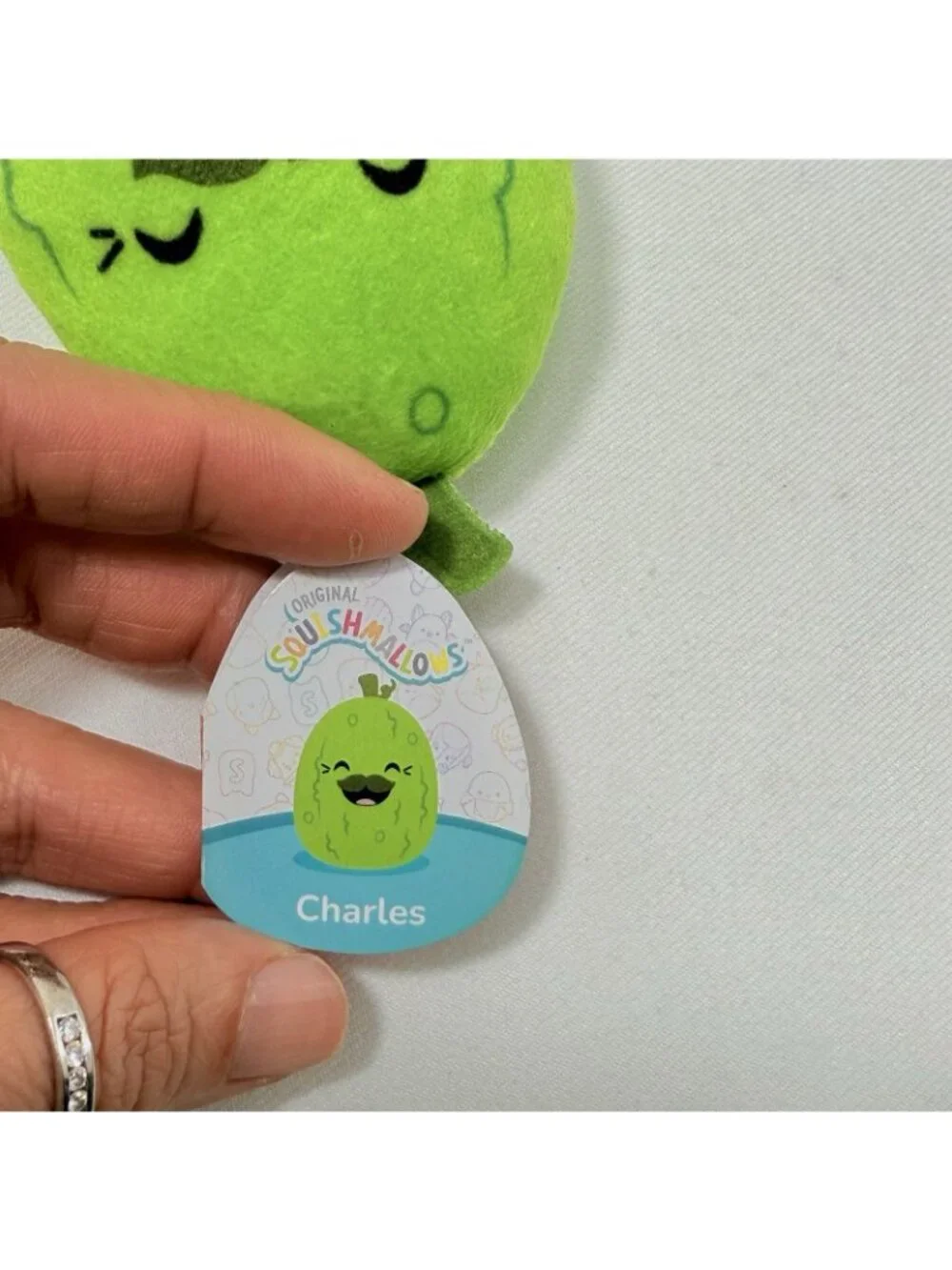 McDonald Squishmallows Charles Pickle Mustache Plush Toy Mini Happy Meal Squishy